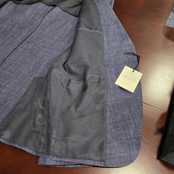 ZEGNA Linen/Wool Single-Breasted Plaid Suit - Picture 14 of 16
